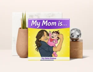A children’s book cover showing a smiling mother holding her happy baby.