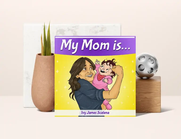 A children’s book cover showing a smiling mother holding her happy baby.